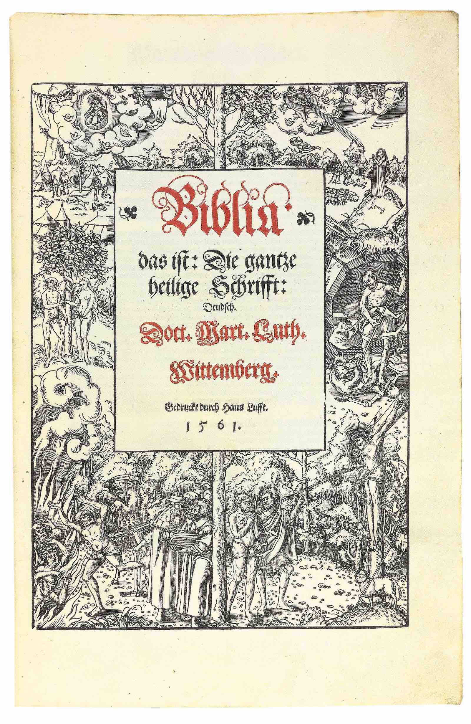 The monumental two-volume Luther Bible, printed on vellum by Hans Lufft in Wittenberg (1558-)1561