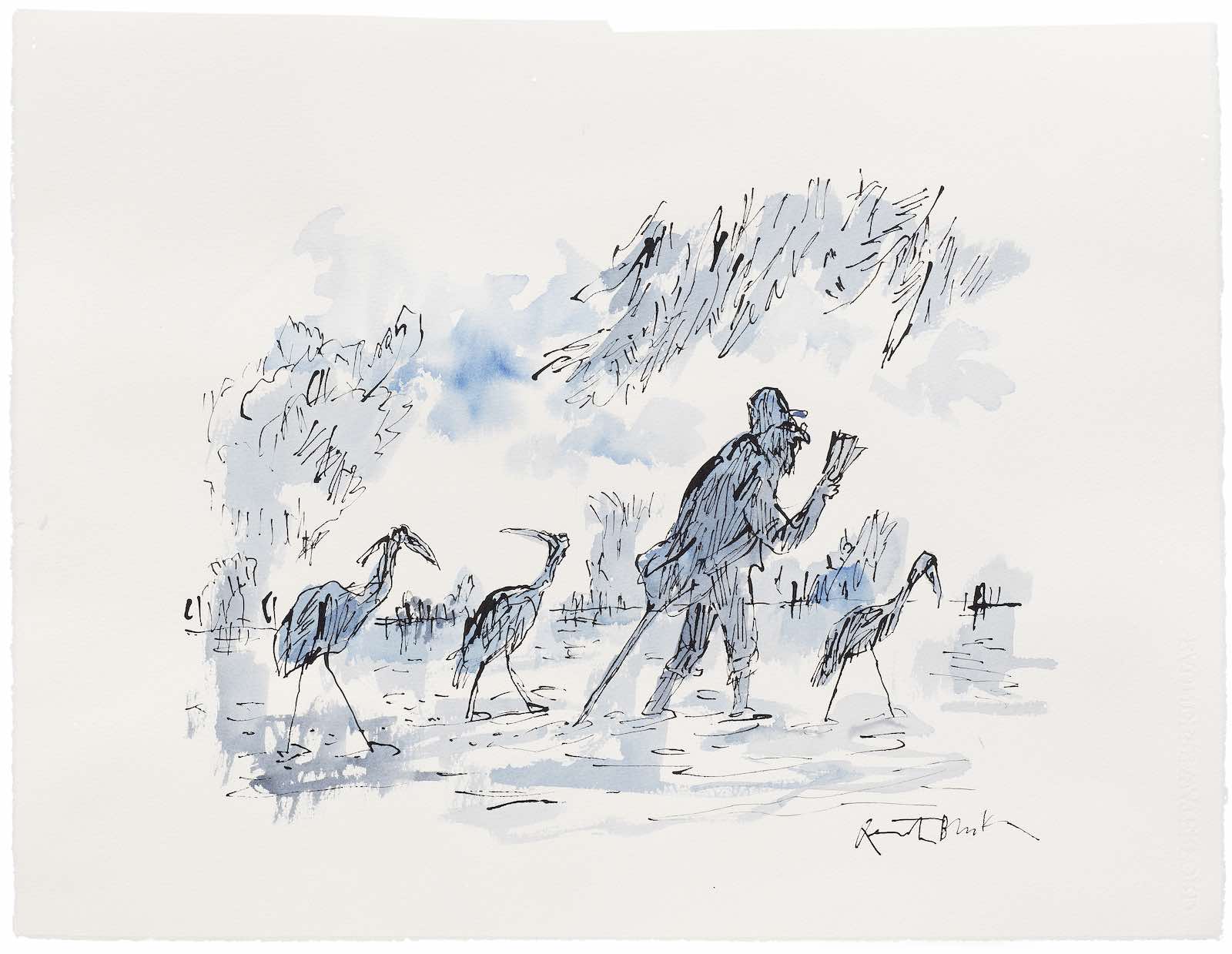 Sir Quentin Blake, Wading Downstream No.3 (unframed) (Executed in 2023) Estimates_2,000 - 3,000.