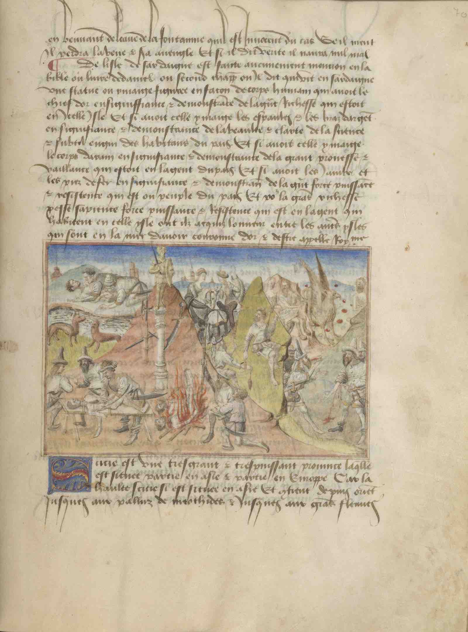 Scythia, about 1460, from Book of the Marvels of the World, illuminated by the Master of the Geneva, Boccaccio, vellum, colored washes, gold, ink on parchment