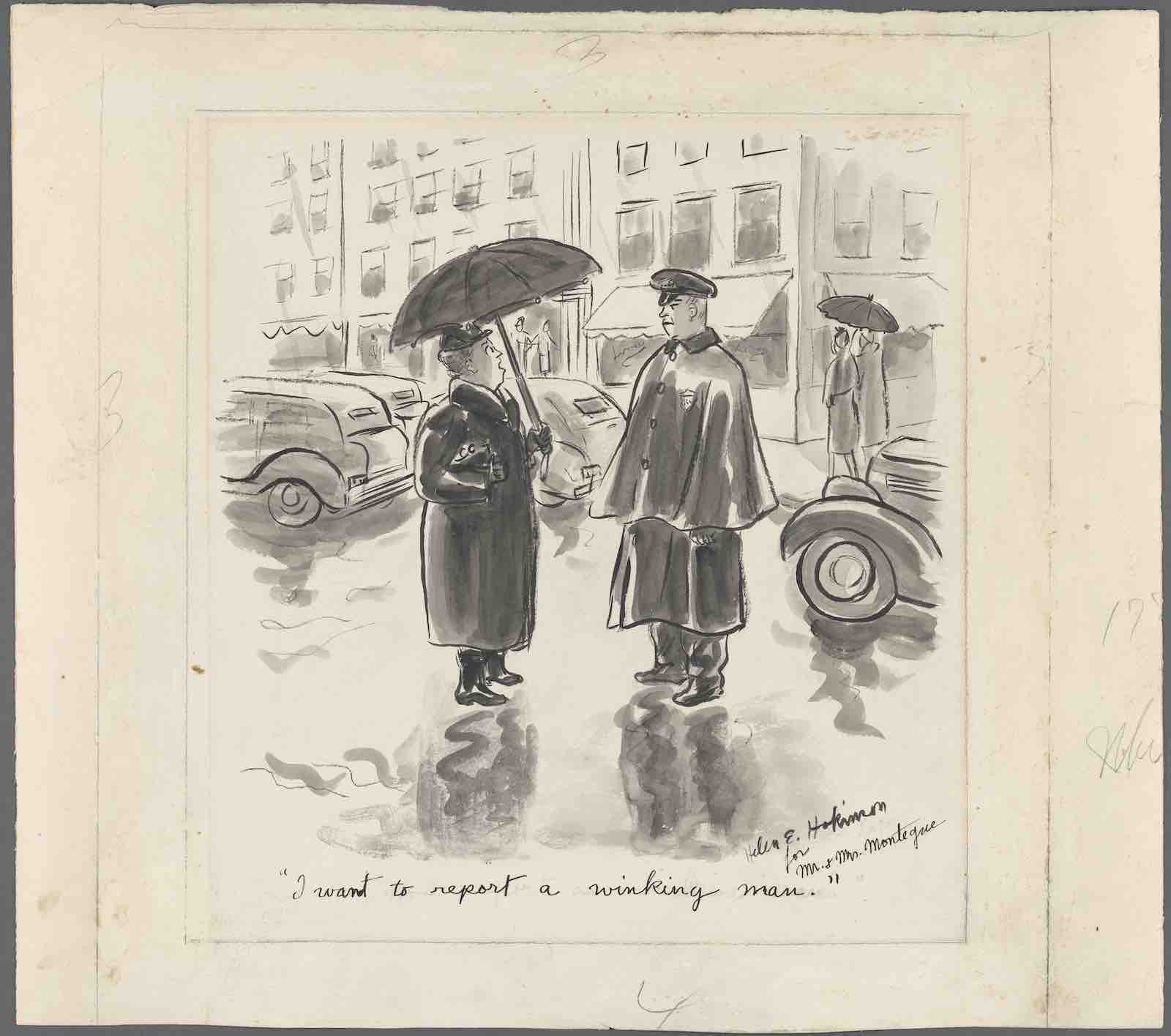 Helen Hokinson's iriginal artwork for I Want to Report a Winking Man, ca. 1946