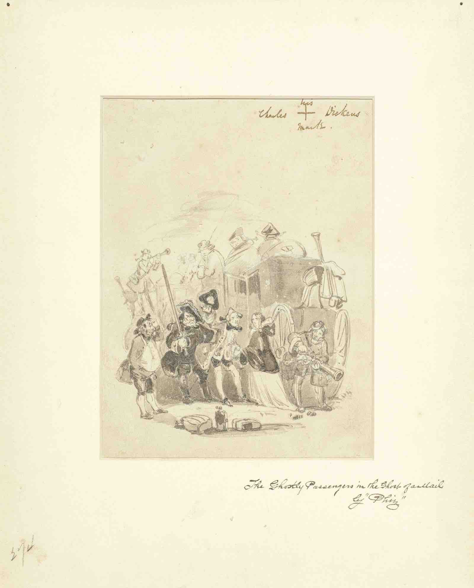 Original drawing for The Ghostly passengers in the Ghost of a Mail