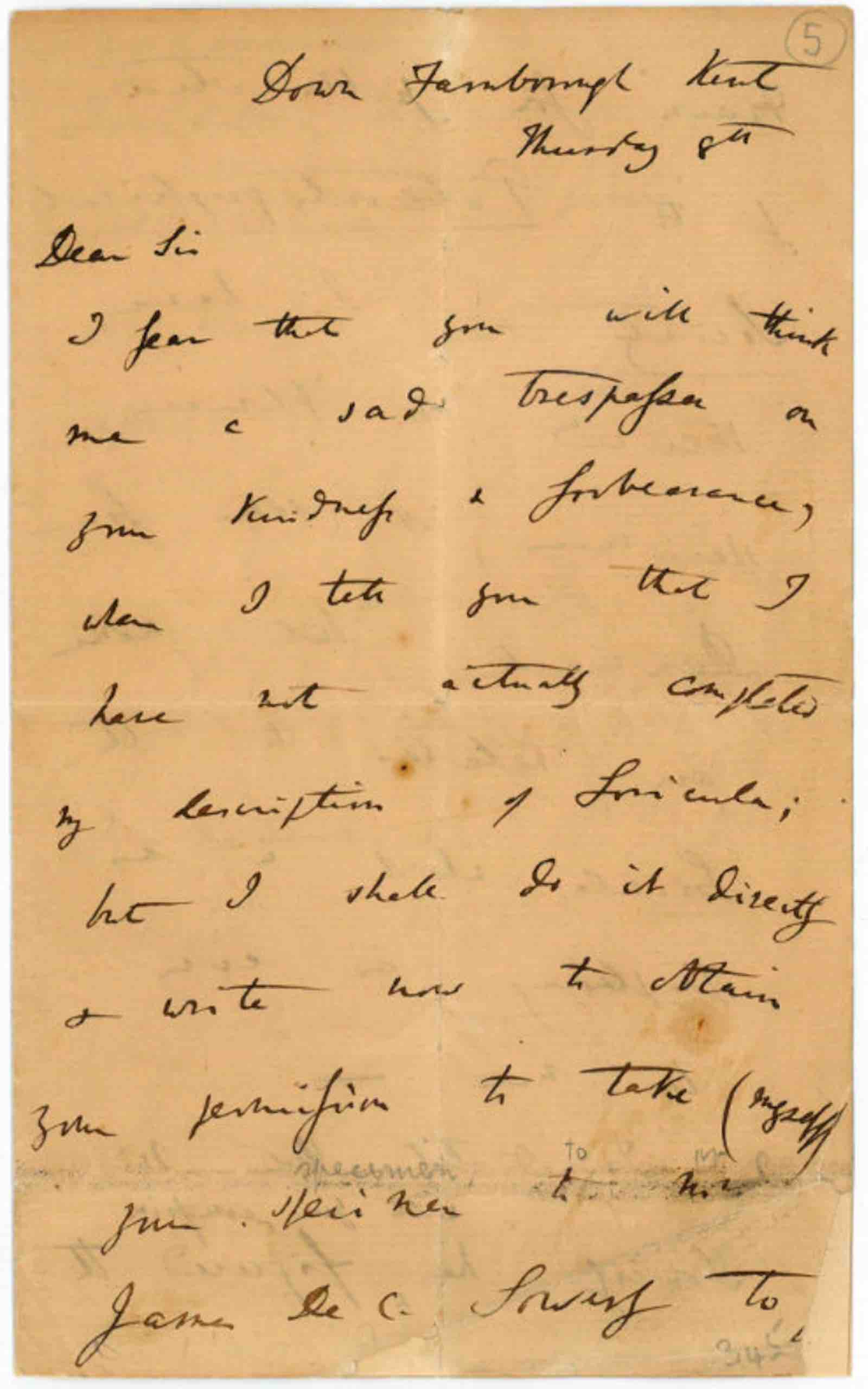 Charles Darwin, signed autograph letter, August 8, 1850