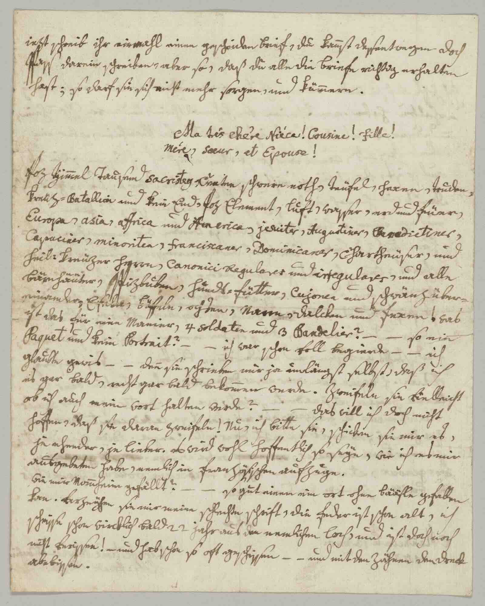 Mozart's autograph letter to Maria Thekla Mozart (“Bäsle”), Mannheim, November 13, 1777