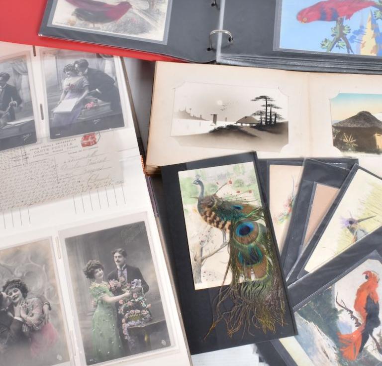 an album of romantic French courtship postcards from the early 20th century.