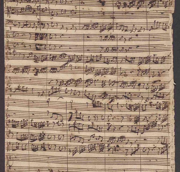 Johann Sebastian Bach, Cantata Auf Christi Himmelfahrt allein, BWV 128 [1725], Catalogue no.1. The autograph manuscript of the full score, the only surviving working manuscript, with annotations also by Bach's eldest son, Wilehelm Friedemann. 