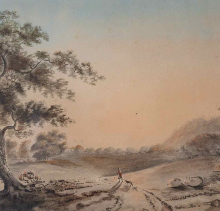 Pencil drawing by Cassandra, The Bourne and part of the Fortress from the Neva St Petersburgh, inscribed at right corner ‘CE Austen’.