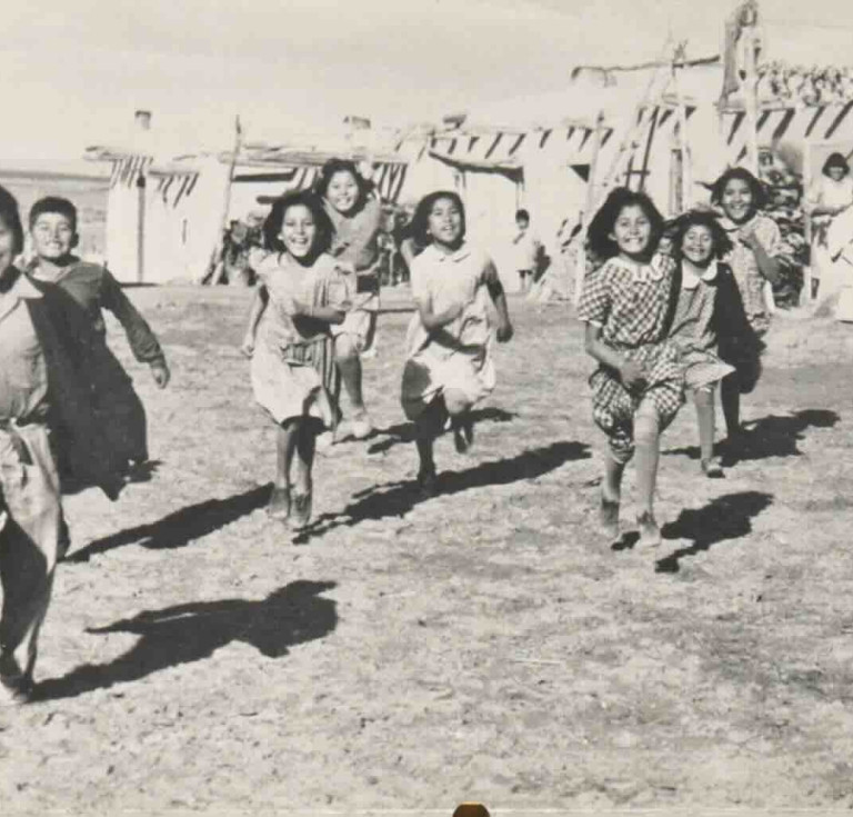 Children running at Santa Ana Pueblo, one of the high-resolution images provided at the request of the Pueblo of Santa Ana, one of the tribal nations who partnered with the library as part of the Mellon-funded planning grant.