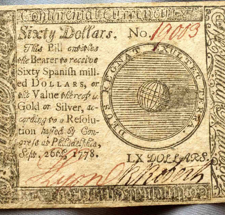 Philadelphia Continental Congress paper currency